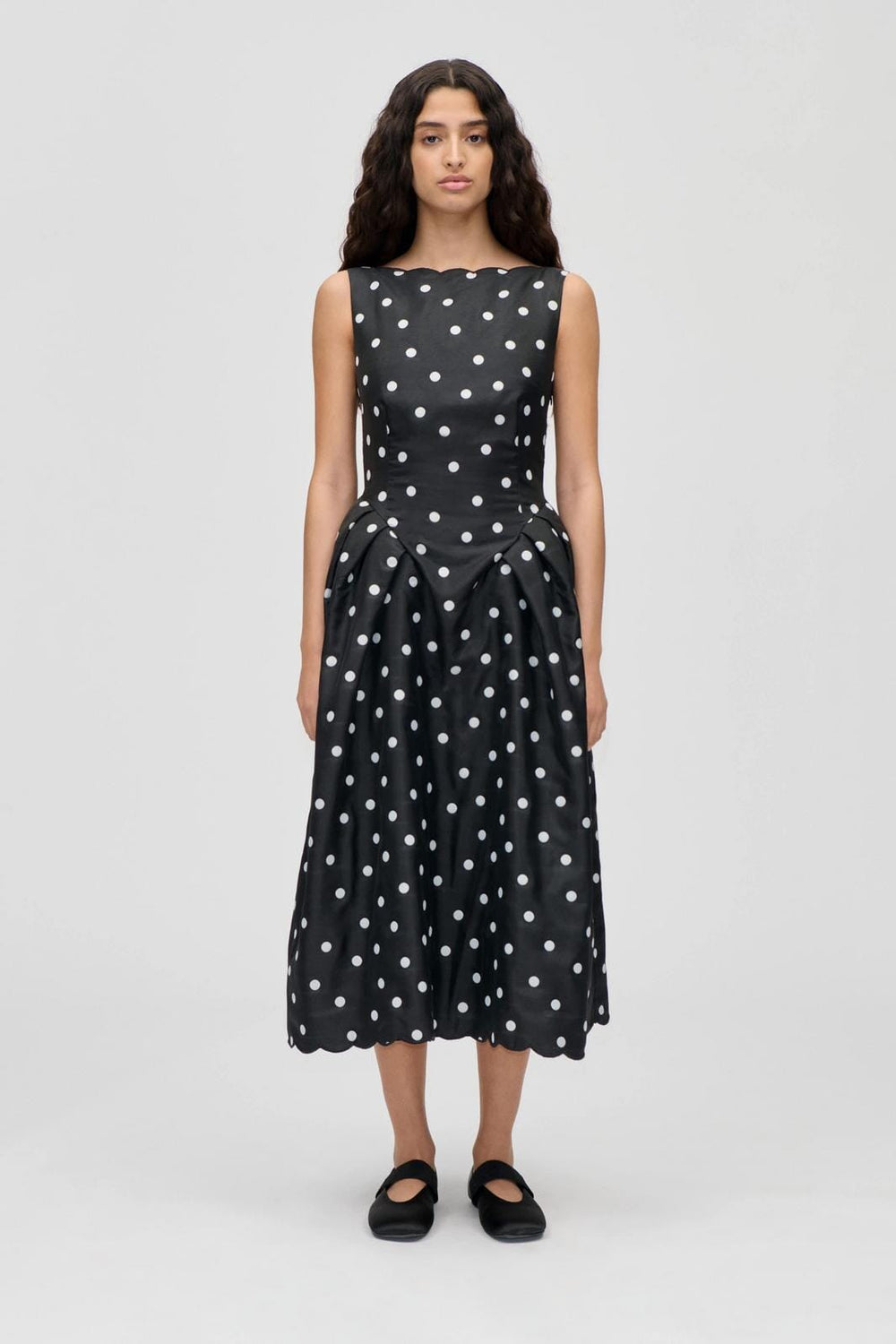 Stine Goya - 2451 Quilted Dots, Voluminous Midi Dresssg-ps26-d199-2451 - Quilted Dots Kjoler