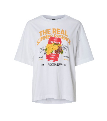 Pieces - Pcclaude Ss Printed T-Shirt - 4823567 Bright White Summer Essens