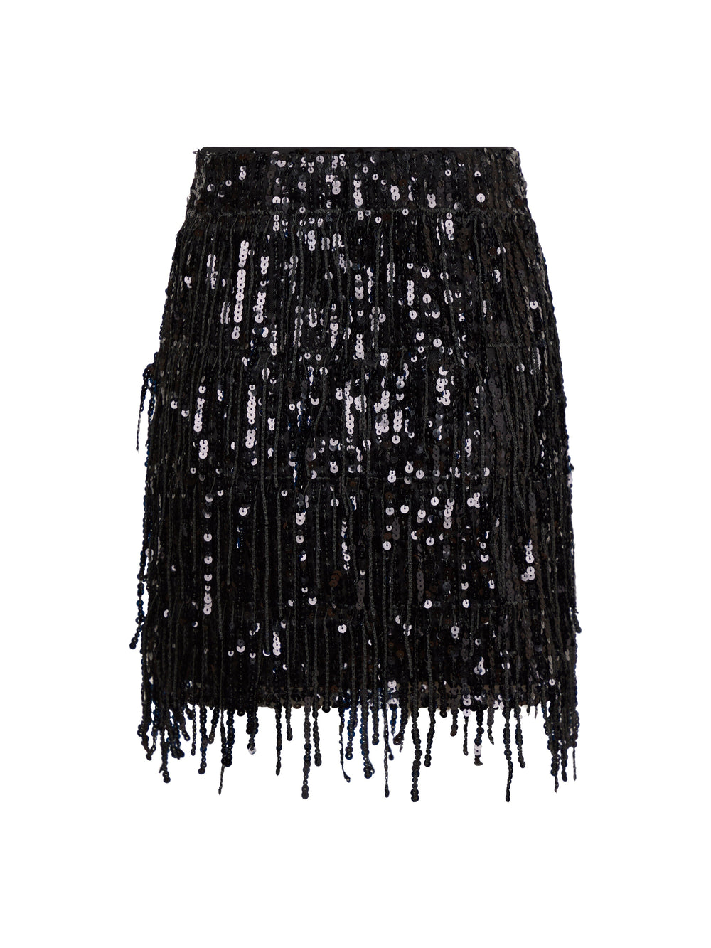 Valentin Studio - Fringe Sequins Skirt - Black Nederdele