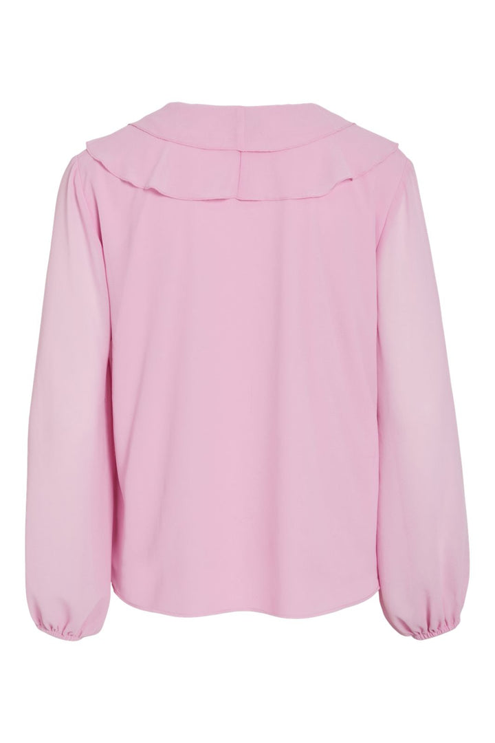 Vila - Viane L/S V-Neck Frill Top/Ka - 4977834 Bonbon
