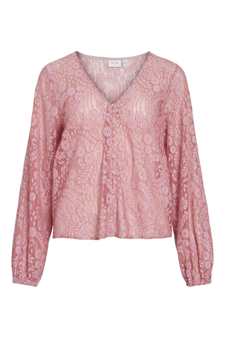 Vila - Vihibo L/S Lace Top - 4900038 Ballerina Two Tone Lace