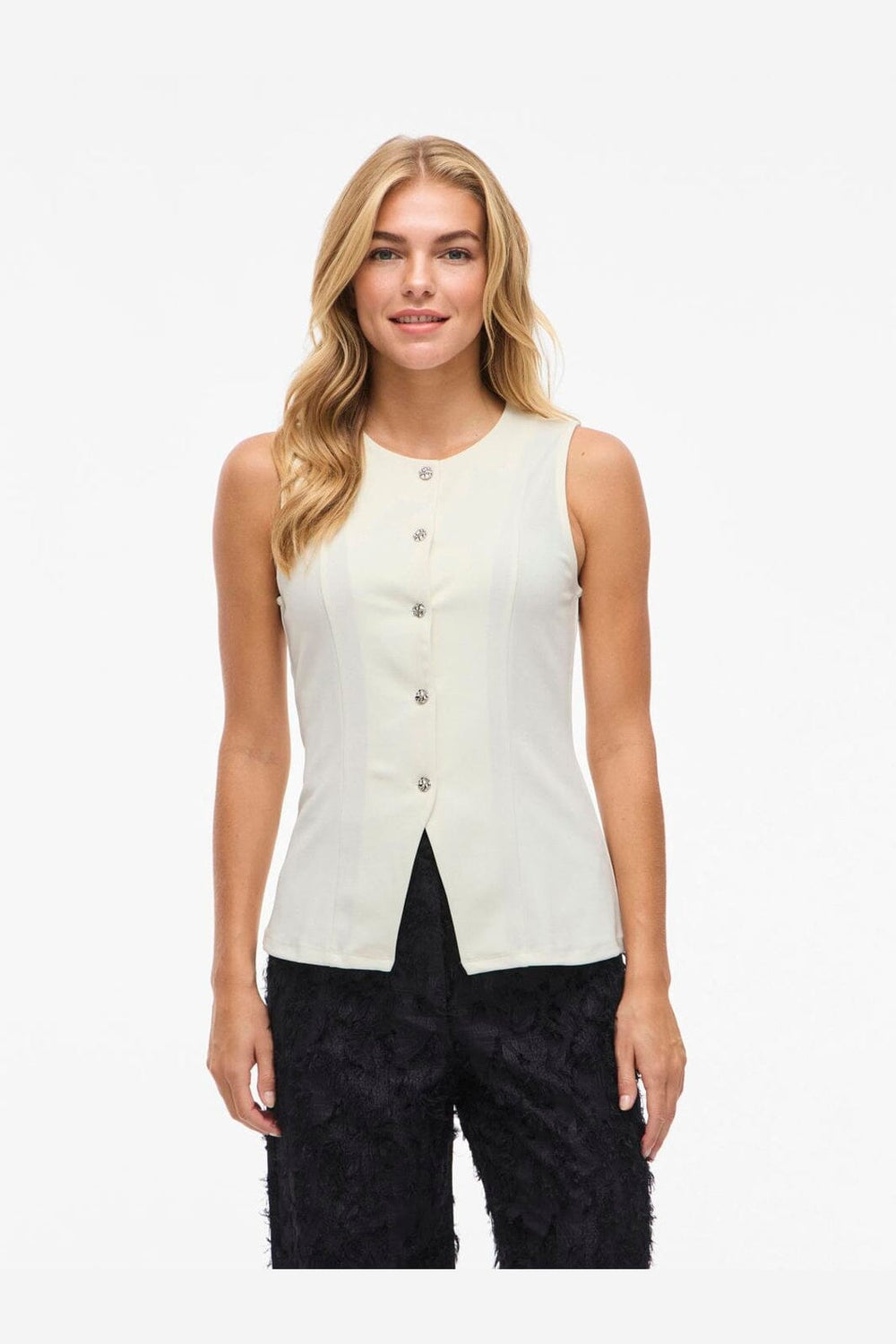 Vila - Vimerlano O-Neck S/L Vest - 4904180 Birch