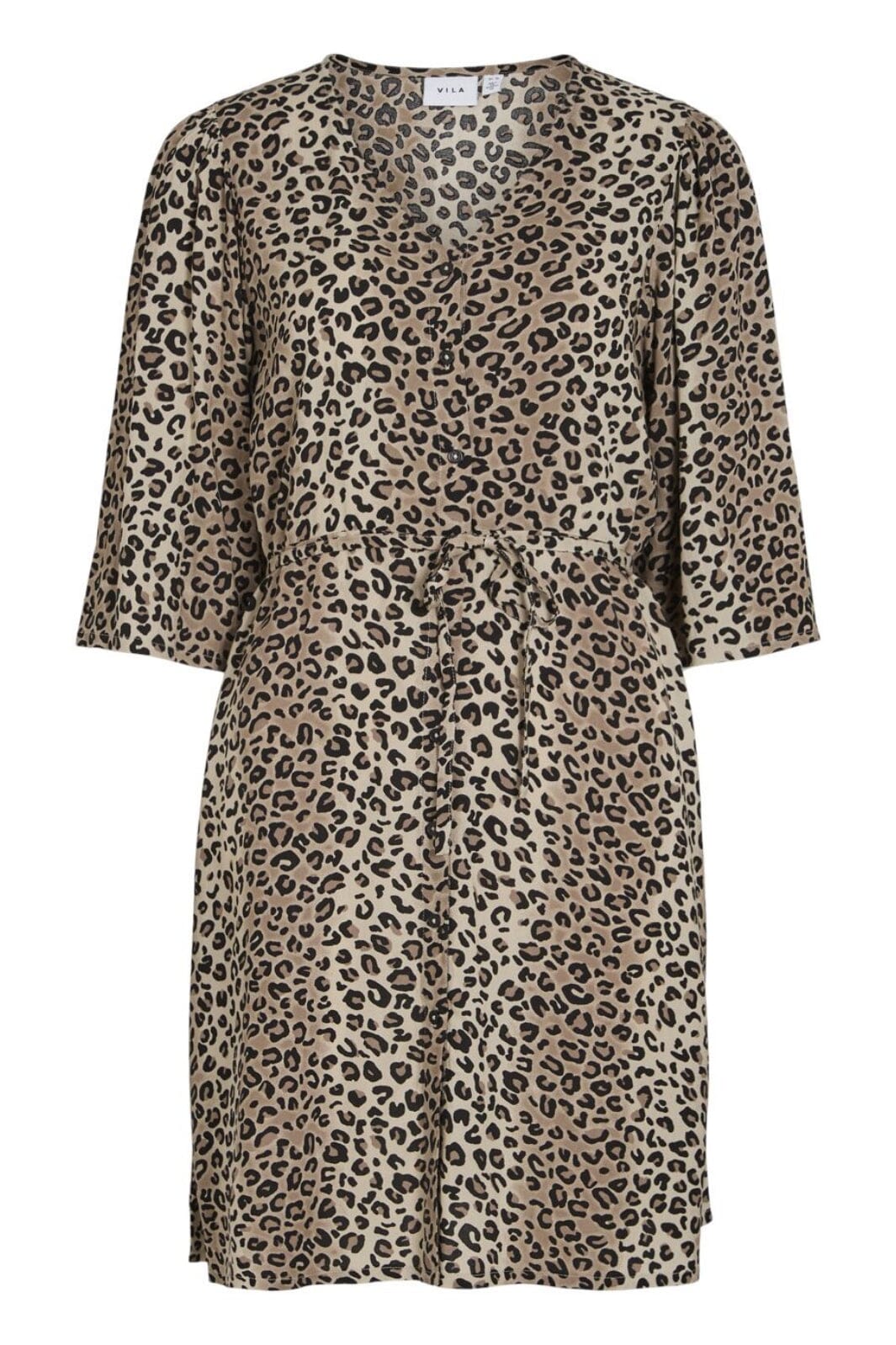 Vila - Violine 3/4 Button Dress - 4689743 Feather Gray Leo Kjoler