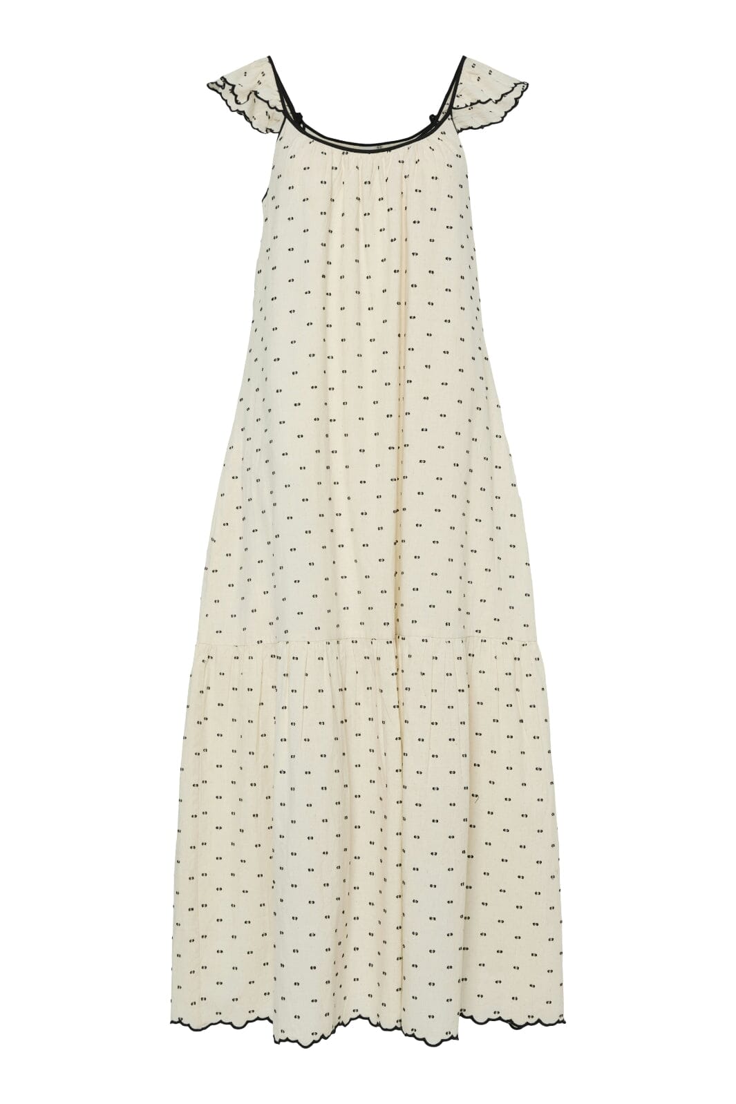 Y.A.S - Yasdobby Sl Ankle Dress - 4693522 Gardenia Black Dobby Dots