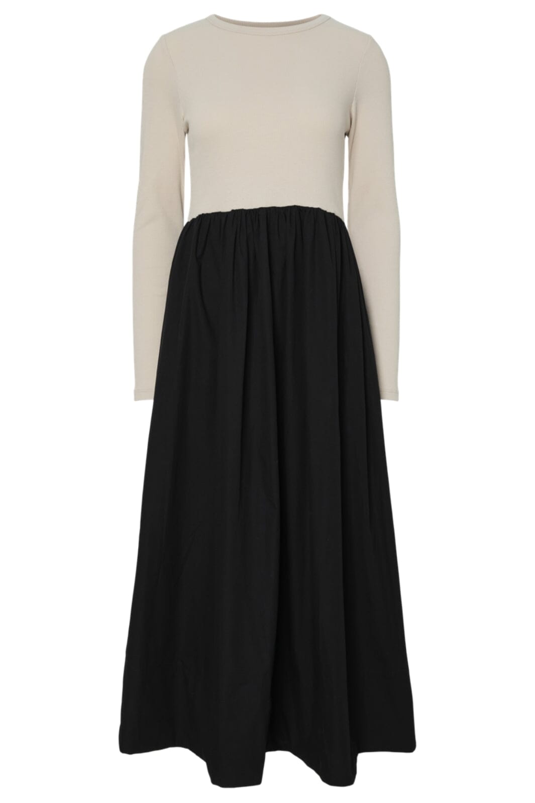 Y.A.S - Yasmira Ls Long Dress - 4801290 Birch W. Black Skirt Kjoler