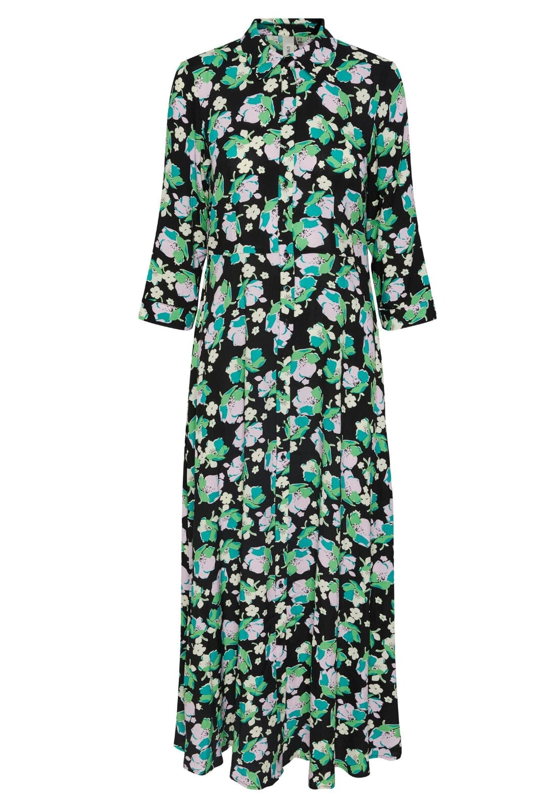 Y.A.S - Yassavanna Long Shirt Dress S. - 4307580 Black FLOWER Kjoler