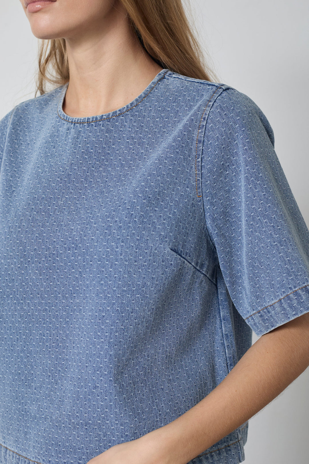 Co´Couture - Lovacc Denim Ss Blouse 45080 - 552 - Denim Blue