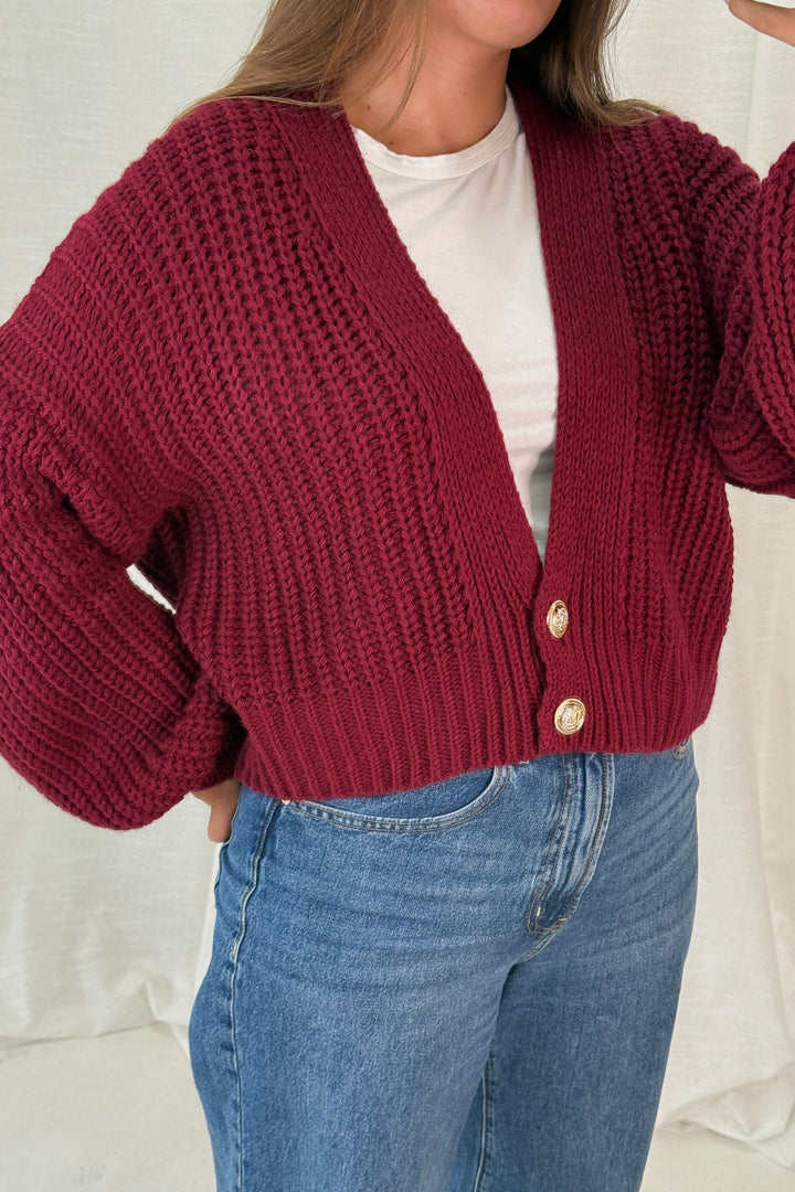 A-bee - Ivy Cardigan - Burgundy