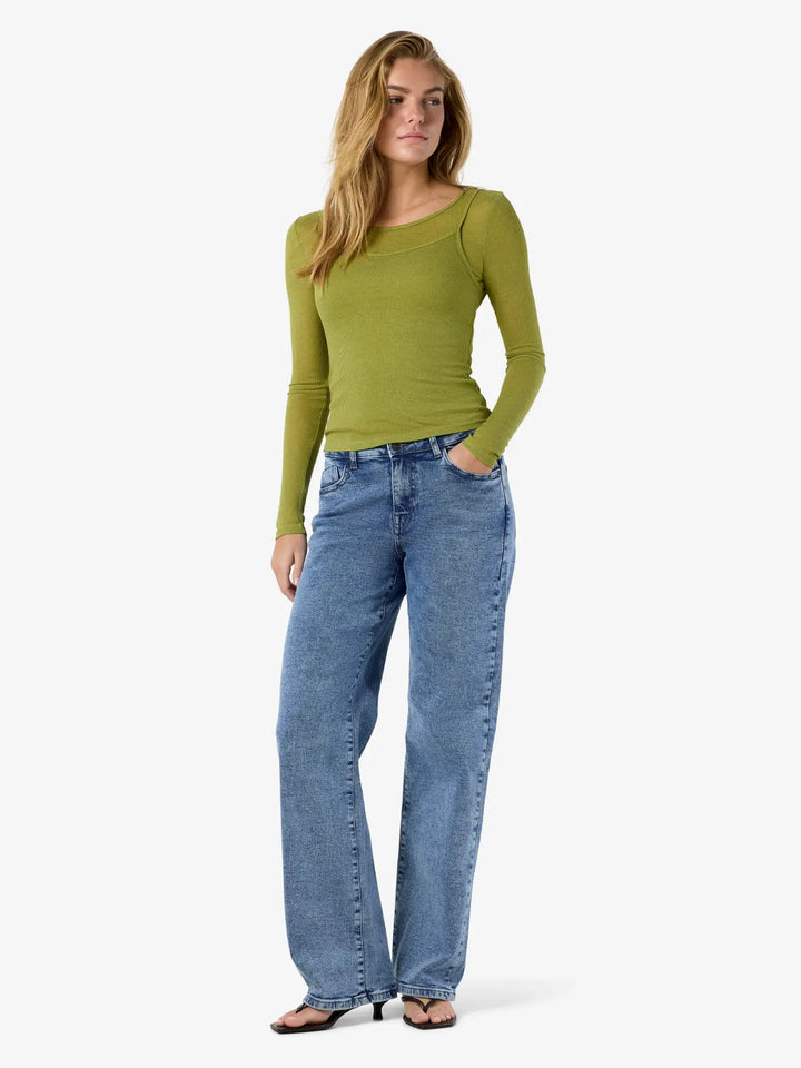 Noisy May - Nmnusa L/S Doublelayer Top - 5144778 Avocado