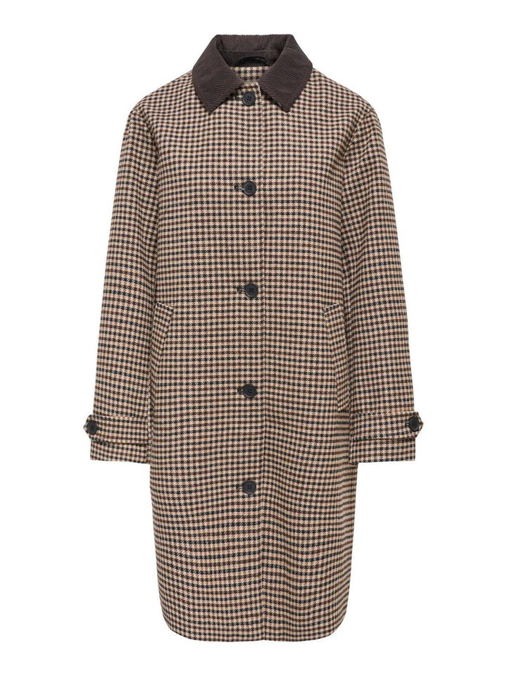 JDY - Jdyvalerie Check Coat Yfm - 5044326 Iced Coffee Black And Chocolate Torte