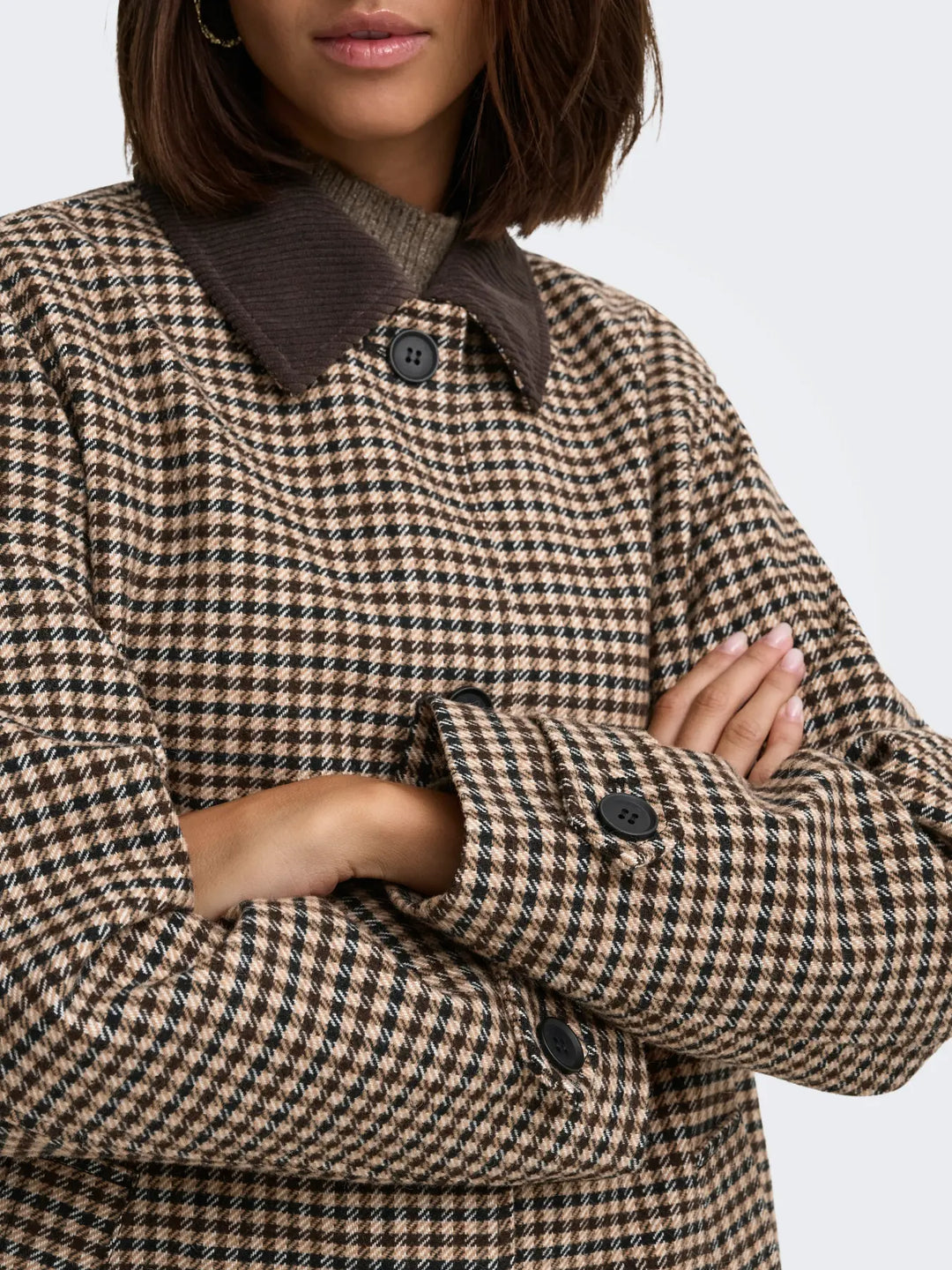 JDY - Jdyvalerie Check Coat Yfm - 5044326 Iced Coffee Black And Chocolate Torte