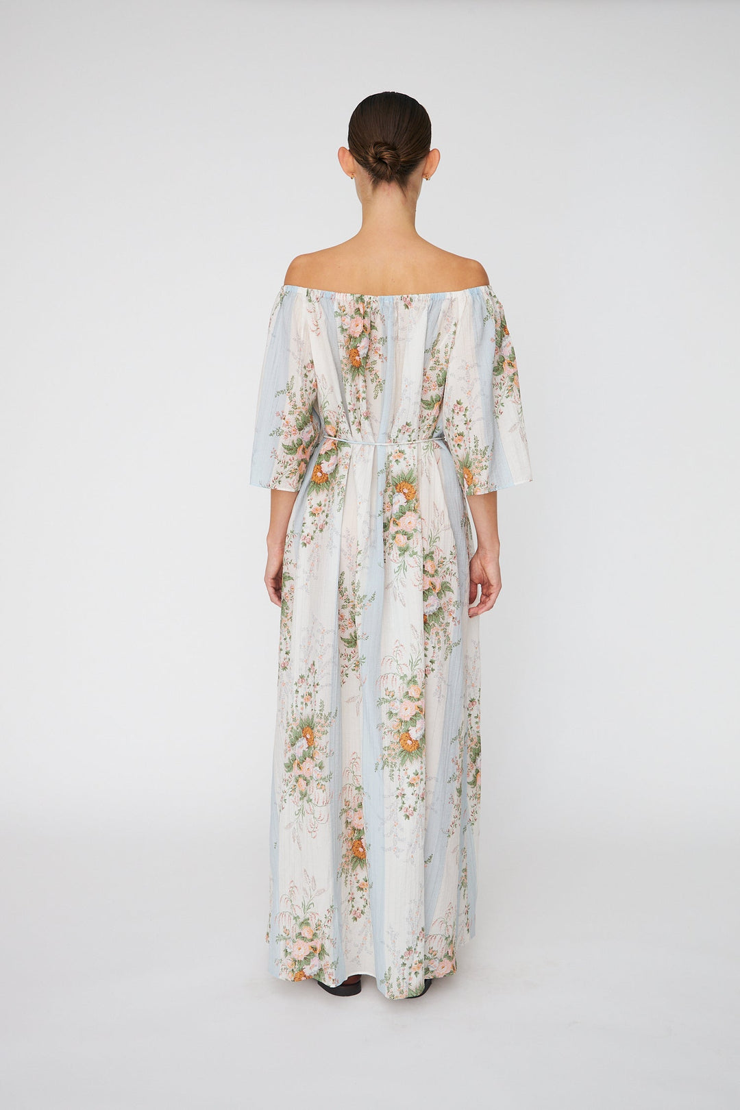 Stella Nova - Loose Maxi Dress With Drop Shouldersln62-4452 - 462 Creme Multicolour Flowers