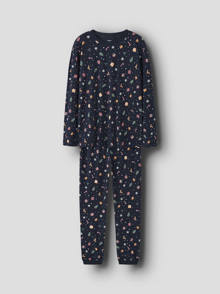 Name It - Nanvismas Ls Nightset - 4879867 Navy Blazer Xmas Aop Navy