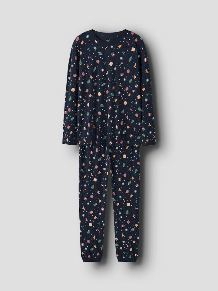 Name It - Nanvismas Ls Nightset - 4879867 Navy Blazer Xmas Aop Navy