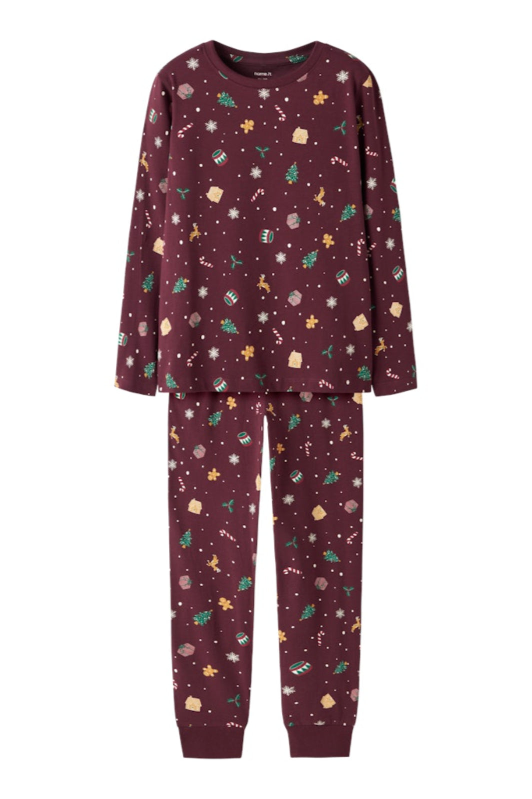 Name It - Nknvismas Ls Nightset - 4918937 Burgundy Xmas Aop