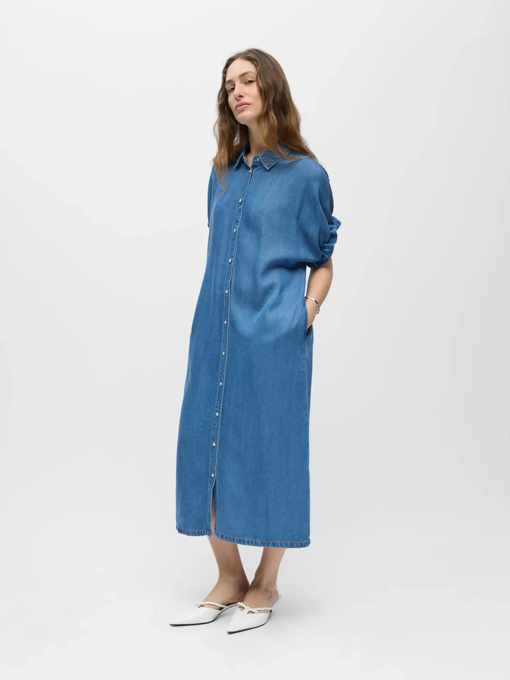 Object - Objframe Tiana 2/4 Lo Denim Dress - 4996090 Medium Blue Denim