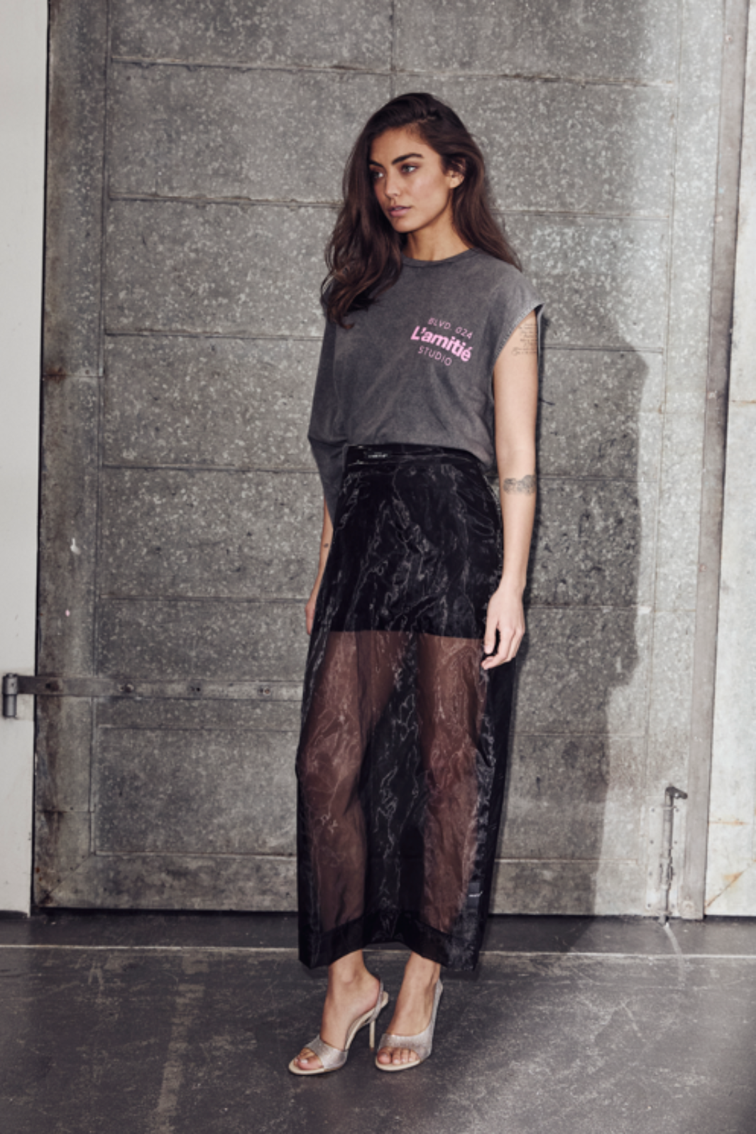 Haute L'Amitié - Organza Pencil Skirt HL10638 - Black