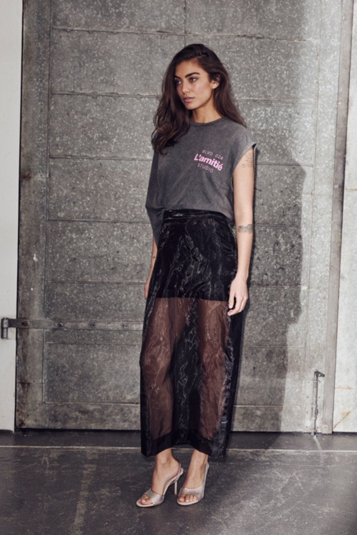 Haute L'Amitié - Organza Pencil Skirt HL10638 - Black