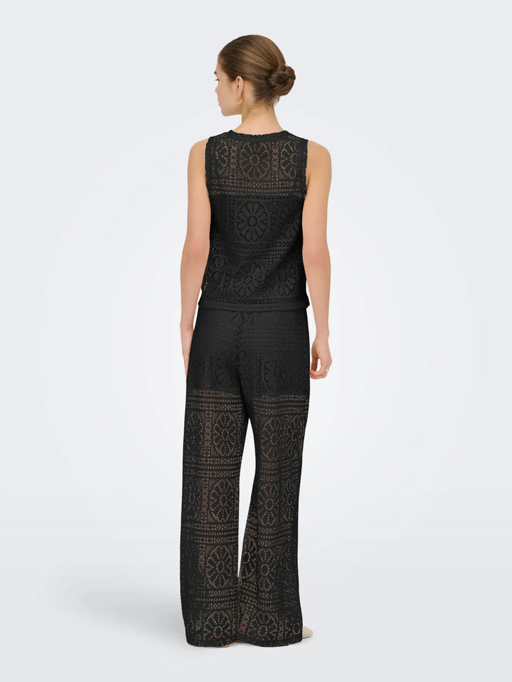 Only - Onllian Lace Wide Pants - 5045335 Black