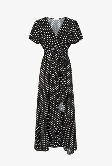 A-bee - Ginevra Dot Wrap Dress - Black