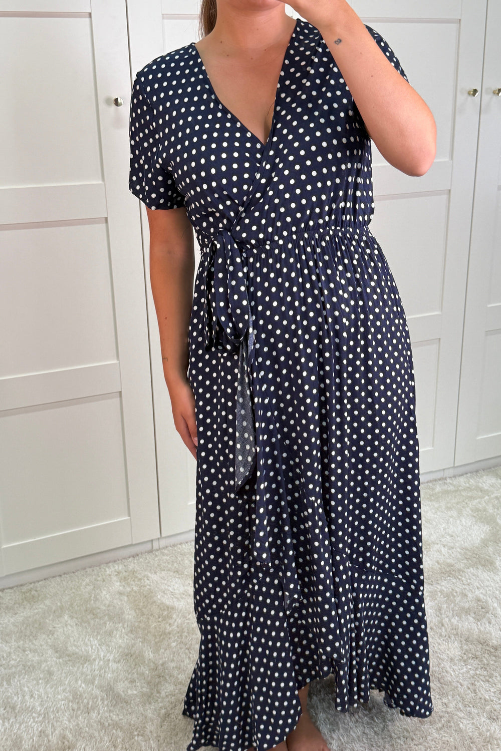 A-bee - Ginevra Dot Wrap Dress - Navy Kjoler 