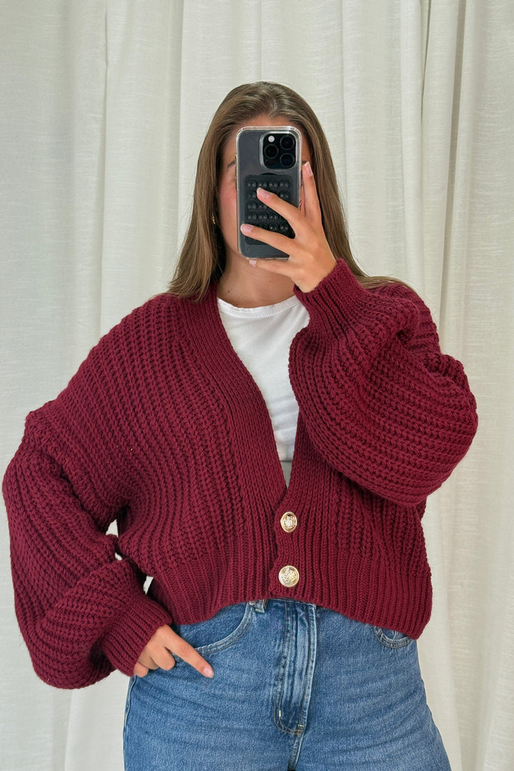 A-bee - Ivy Cardigan - Burgundy Cardigans 