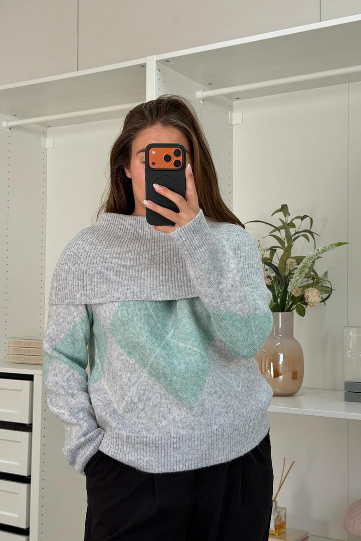 A-bee - Kenza Knit - Green Strikbluser 