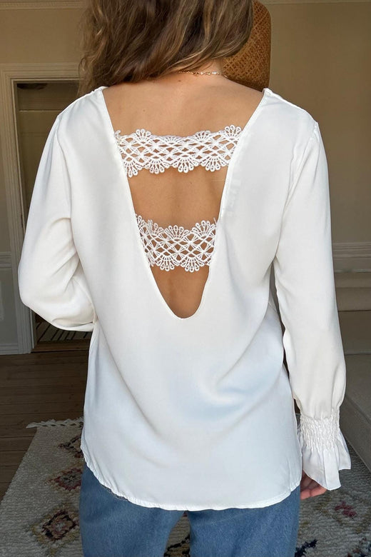 A-bee - Longe Sleeve Top - White Bluser 