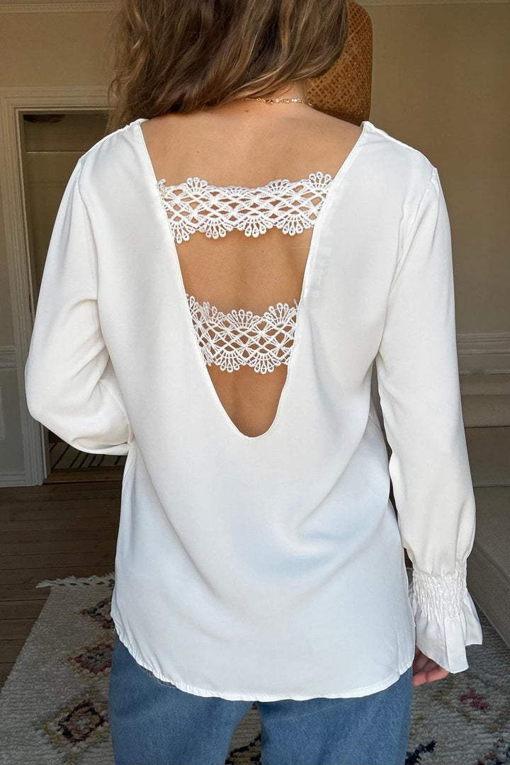 A-bee - Longe Sleeve Top - White Bluser 