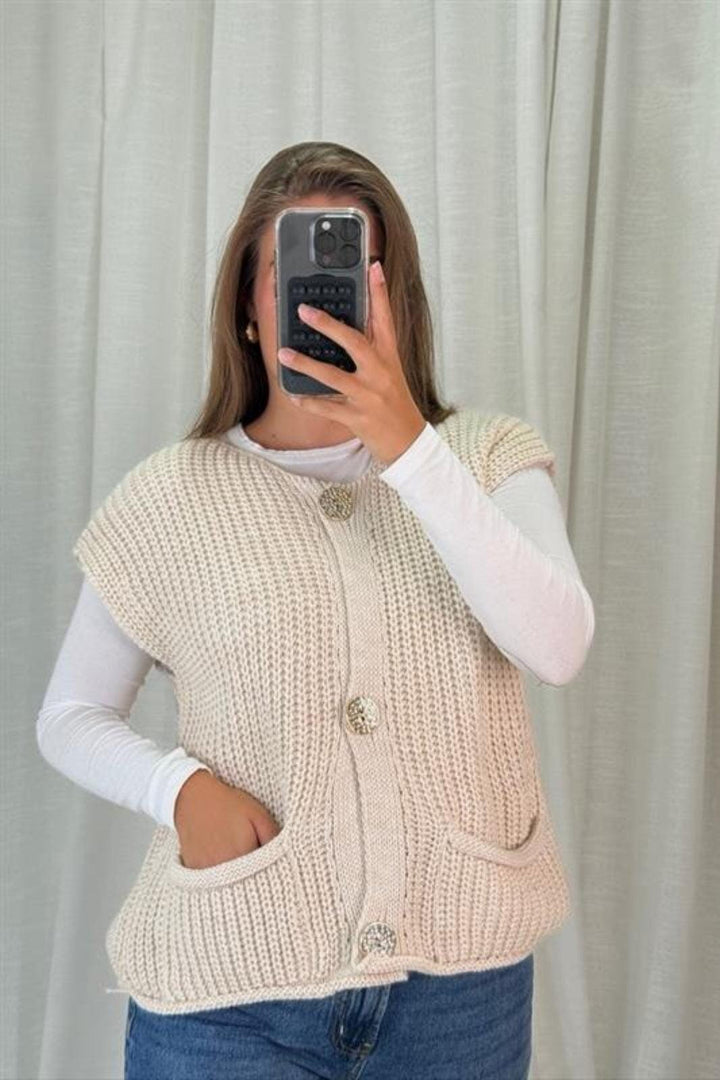 A-bee - Marya Vest - Beige Veste 