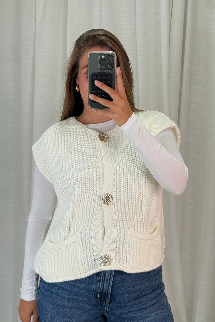 A-bee - Marya Vest - White Veste 