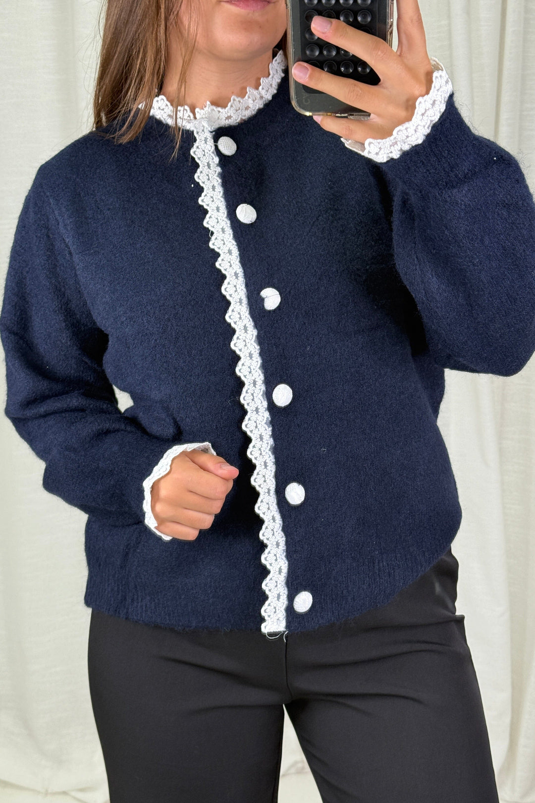 A-bee - Nicolina Knit sweater - Navy Strikbluser 