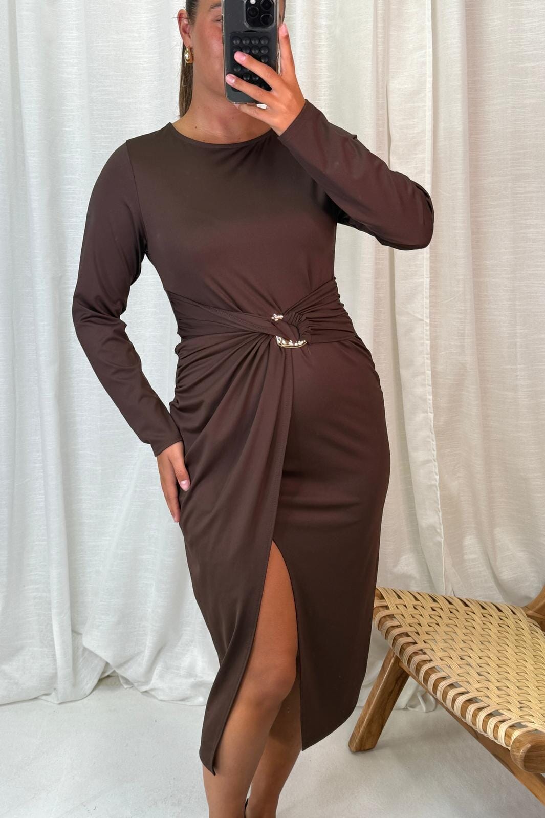 A-bee - Odette Dress - Dark Brown Kjoler 