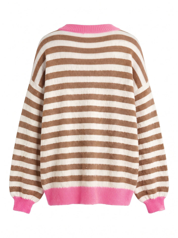 A-Bee - Savannah W6038 - Camel / Cream Stripe, Pink Trim Strikbluser 