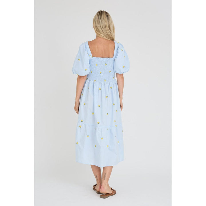 A-View - Cheri Fruit Dress AV8034 - 128 - Light Blue/Yellow Kjoler 