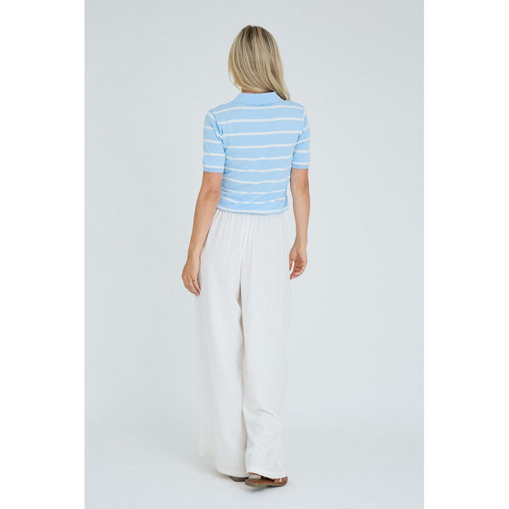 A-View - Elo Knit Polo AV7078 - 100 - Light Blue/White Stripe T-shirts 