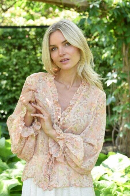 A-View - Flounce Blouse AV4936 - 291 - Sand/Peach Bluser 