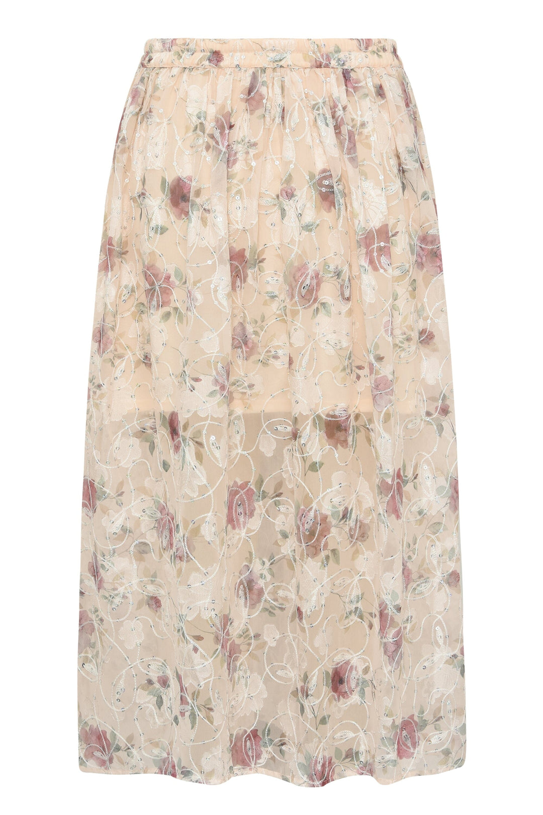 A-View - Flounce Skirt AV7040 - 308 - Sand/Dusty Green Nederdele 