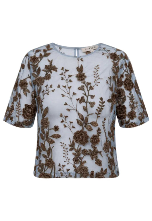 A-View - Fuschia Blouse AV4881 - 899 - Light Blue/Brown Bluser 