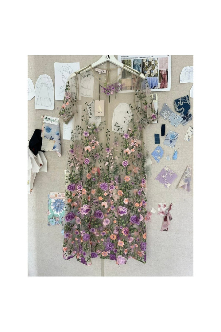 A-View - Fuschia Midi Dress AV7086 - 180 - Green/Purple