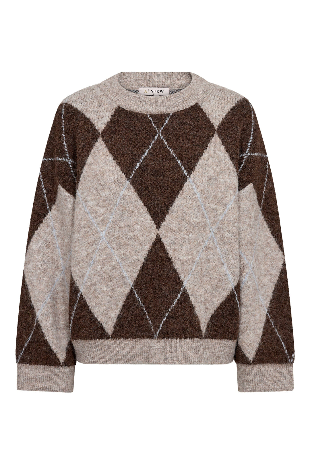 A-View - Harlekin Knit Pullover AV8218 - 194 - Dark Brown Strikbluser 