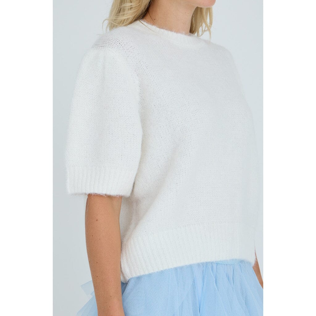 A-View - Inge S/S Knit Pullover AV7076 - 000 - White Strikbluser 