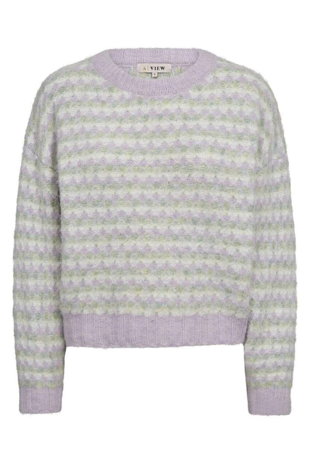 A-View - Sassi Knit Pullover AV7072 - 180 - Green/Purple Strikbluser 