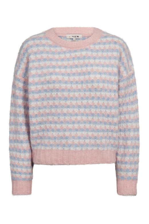A-View - Sassi Knit Pullover AV7072 - 260 - Rose/Blue Strikbluser 