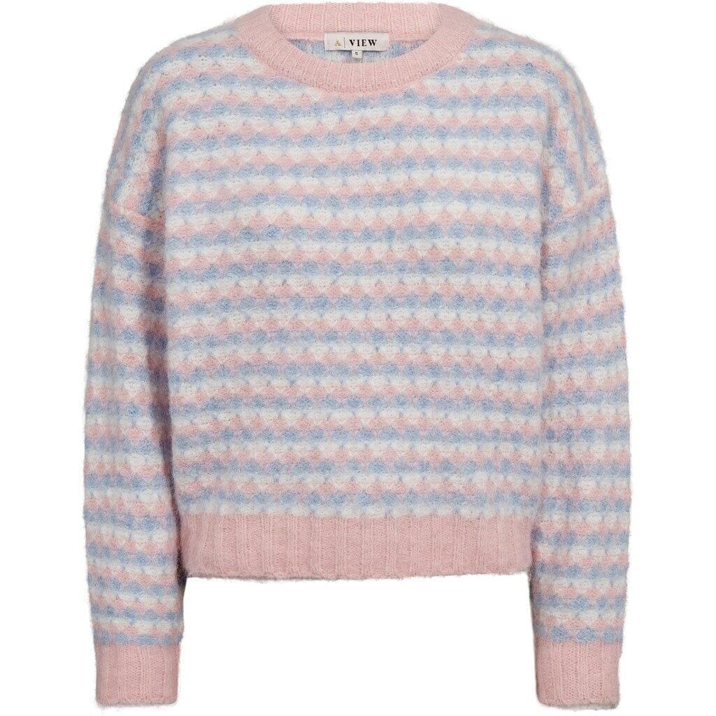 A-View - Sassi Knit Pullover AV7072 - 260 - Rose/Blue Strikbluser 