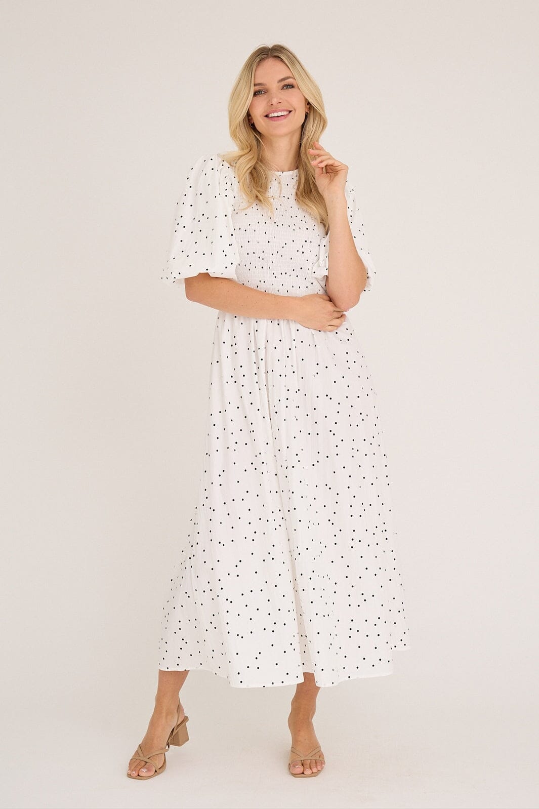 A-View - Tabita Dot Dress AV8164 - 019 - White With Black Dots