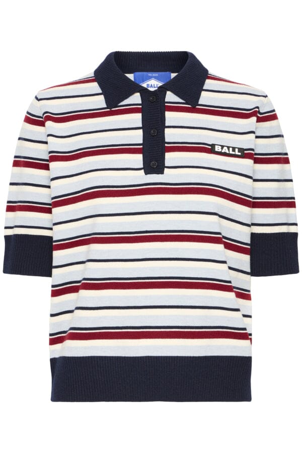 Ball - Bamarietta Knit Sl Polo 50408079 - 144210 - Celestial Blue Strikbluser 