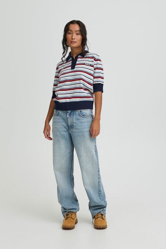 Ball - Bamarietta Knit Sl Polo 50408079 - 144210 - Celestial Blue Strikbluser 