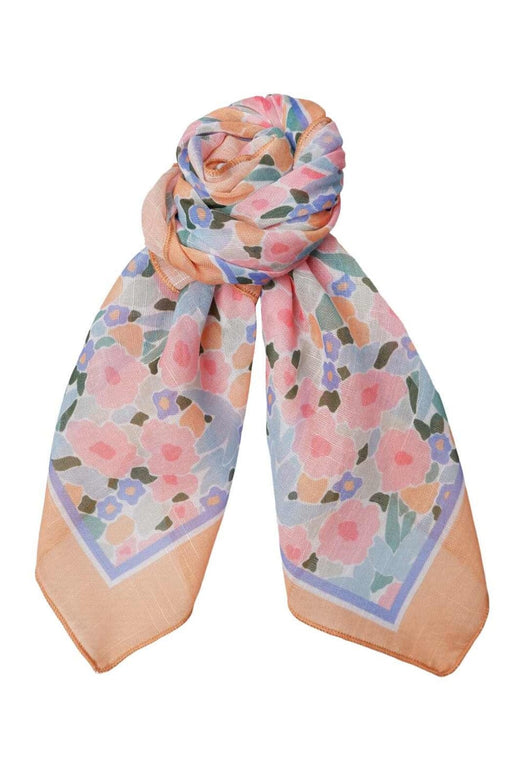 Black Colour - Bcalmira Cotton Mini Scarf 3630 - Peach Flowers