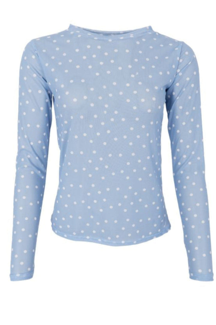 Black Colour - Bcannie Mesh Blouse 3846 - Shirts - Lt. Blue Dot